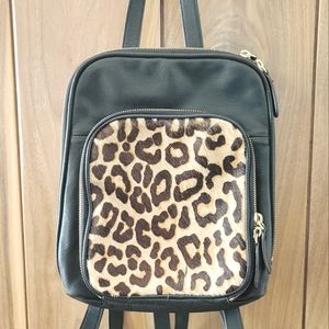 Margot Anthropologie leather backpack purse beautiful animal hair animal print